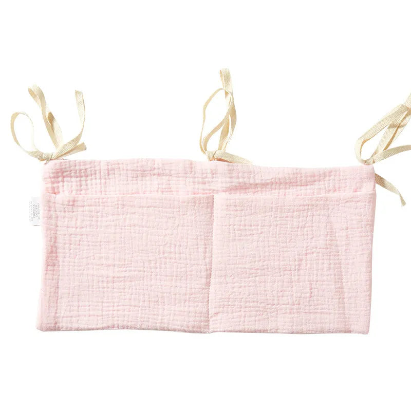 Cotton double layer baby bedside buggy bag in American Gray Flower colour with two compartments