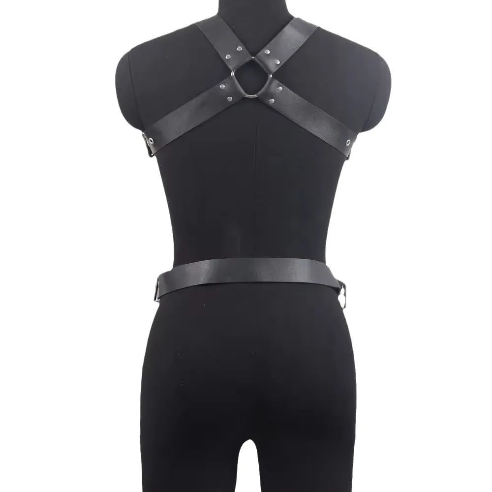Black leather shapewear belt with thin design and pin buckle fastening