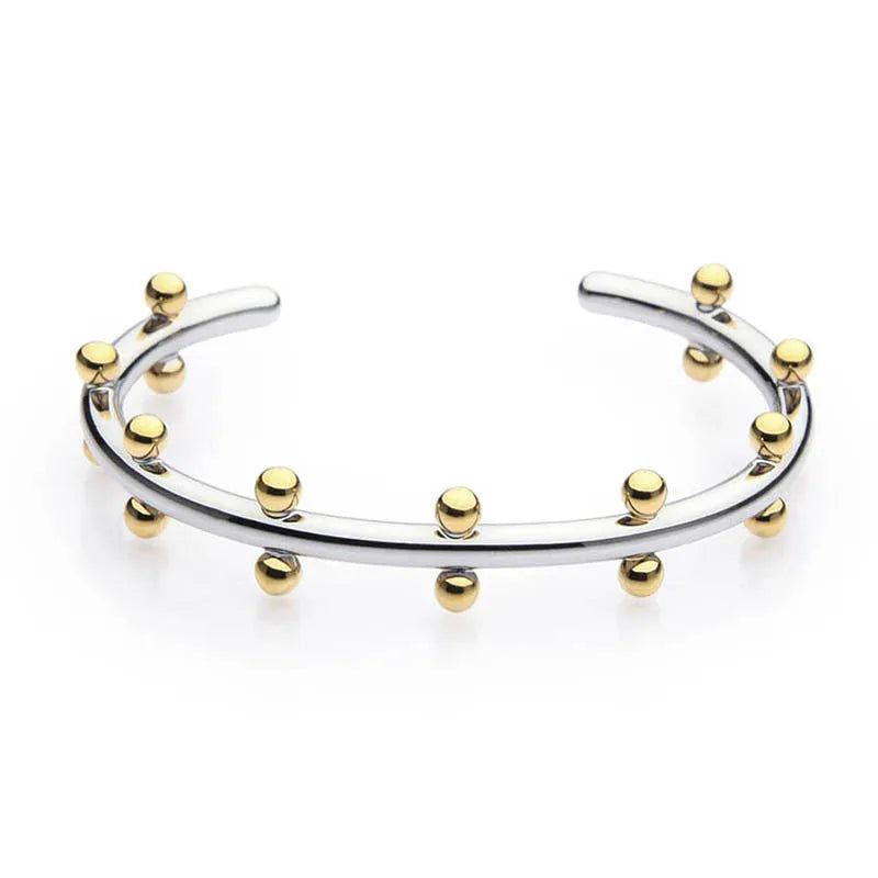 Stainless steel C-shaped texture rivet bean beads in round form for jewellery making