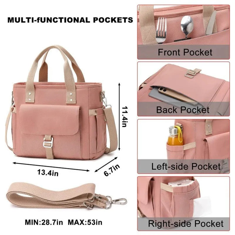 Portable cube style hiking picnic bag with removable shoulder strap in black colour
