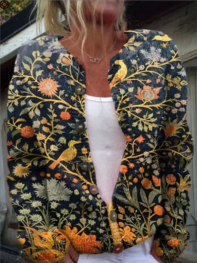 Halloween-themed women's long-sleeve top with a 3D digital printed pattern on polyester fabric.