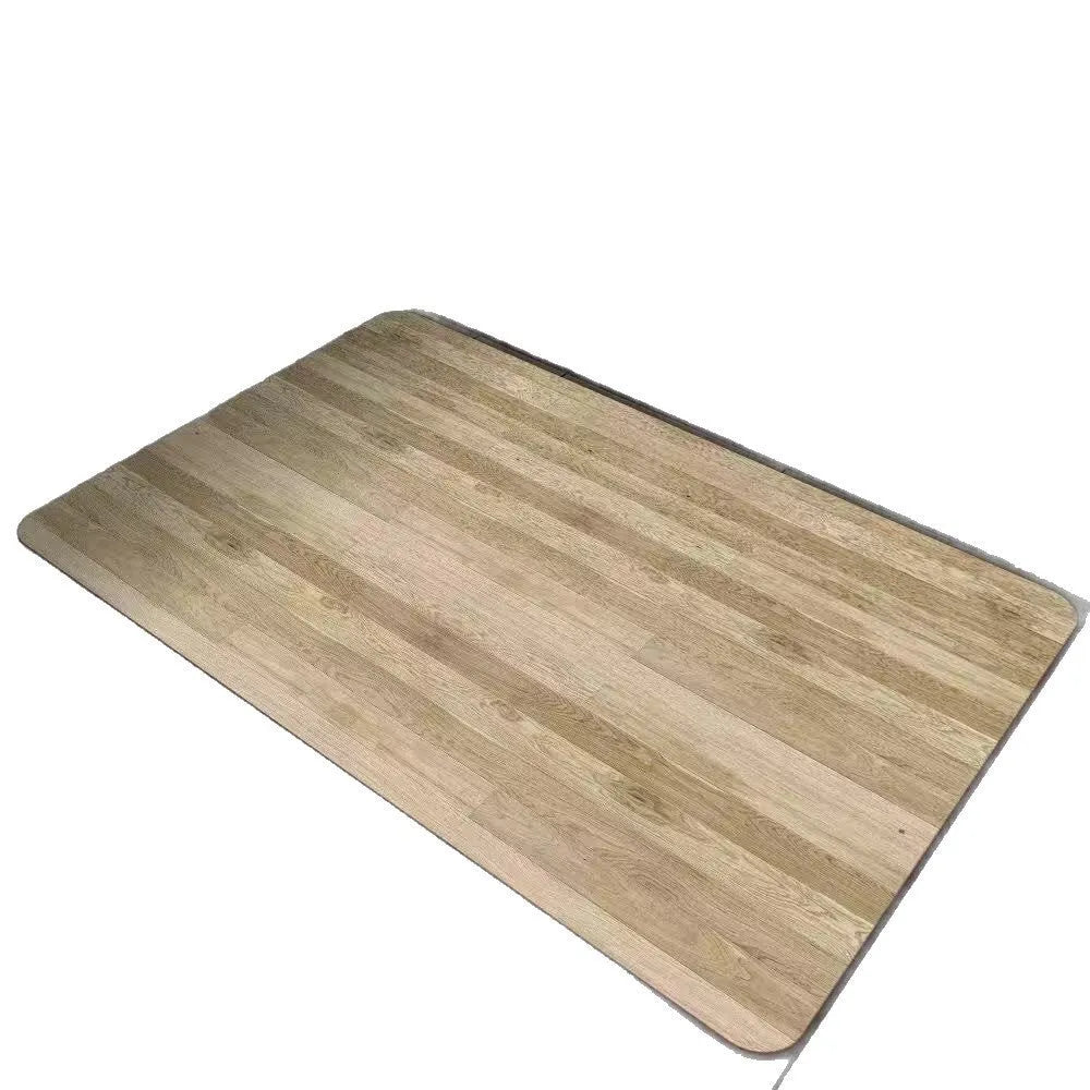 Square American wood grain design diatomite bathroom floor mat on tiles.