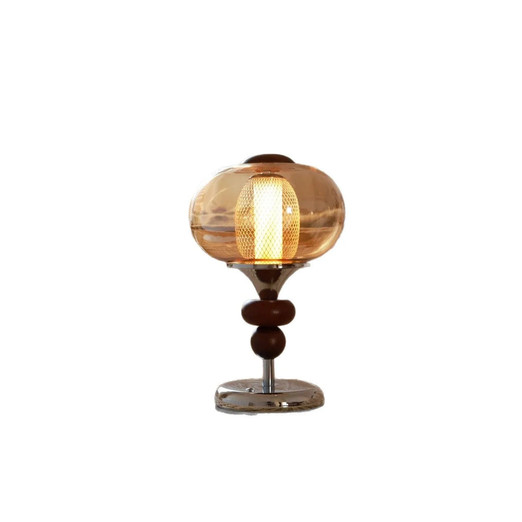 Zhonggu retro solid wood table lamp with touch switch for colour changing and dimming.