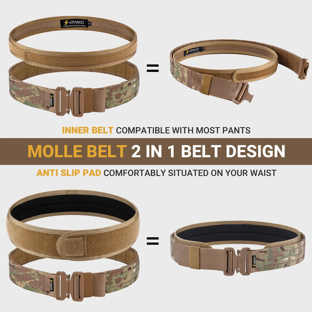 VOTAGOO 2-inch wide tactical waist belt in CP camouflage with a quick-release alloy buckle.