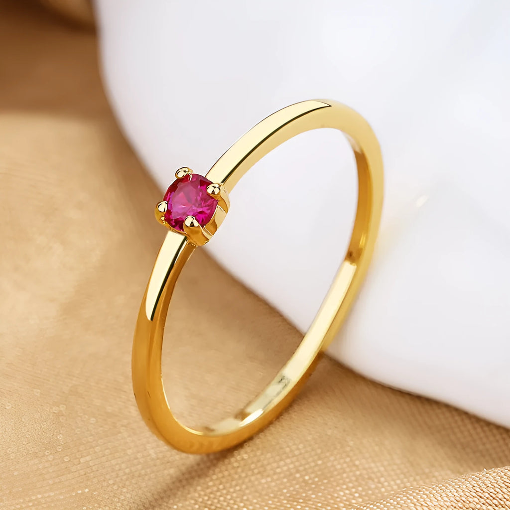 Copper geometric women's ring with single diamond centrepiece in fine circle band design