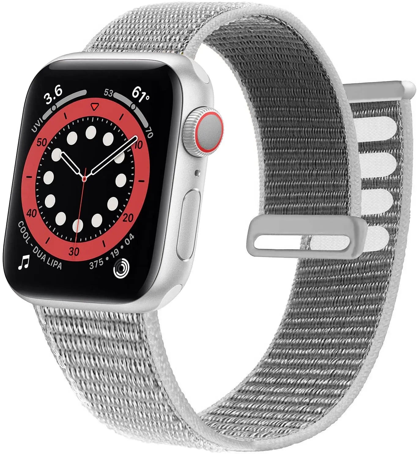 Woven nylon Apple Watch replacement strap in multiple colours including Rainbow and reflective options