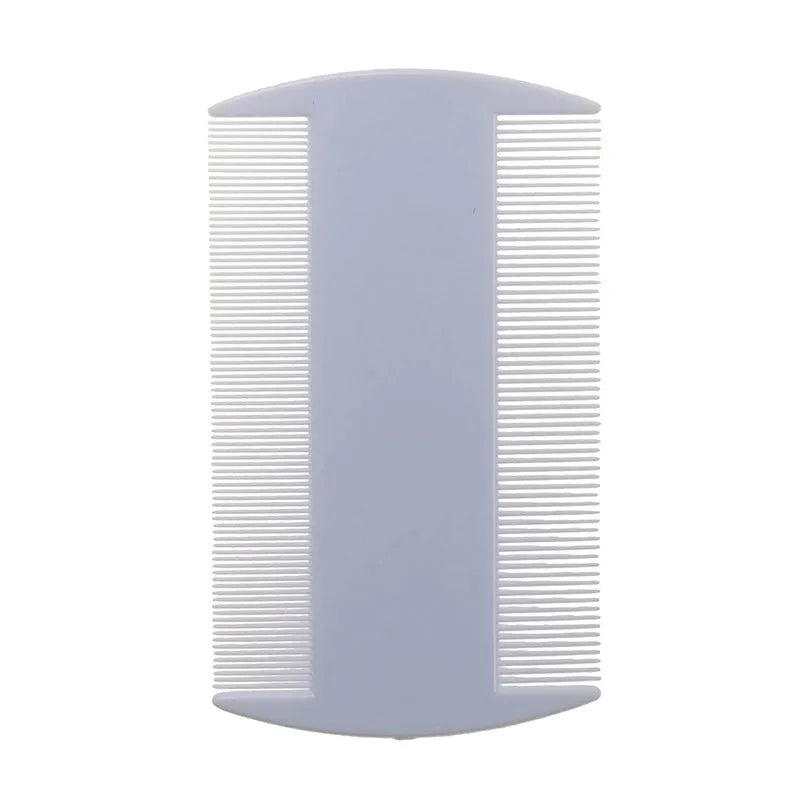 A plastic double-edged fine-tooth lice comb on a white background, shown in the rose red colour variant.