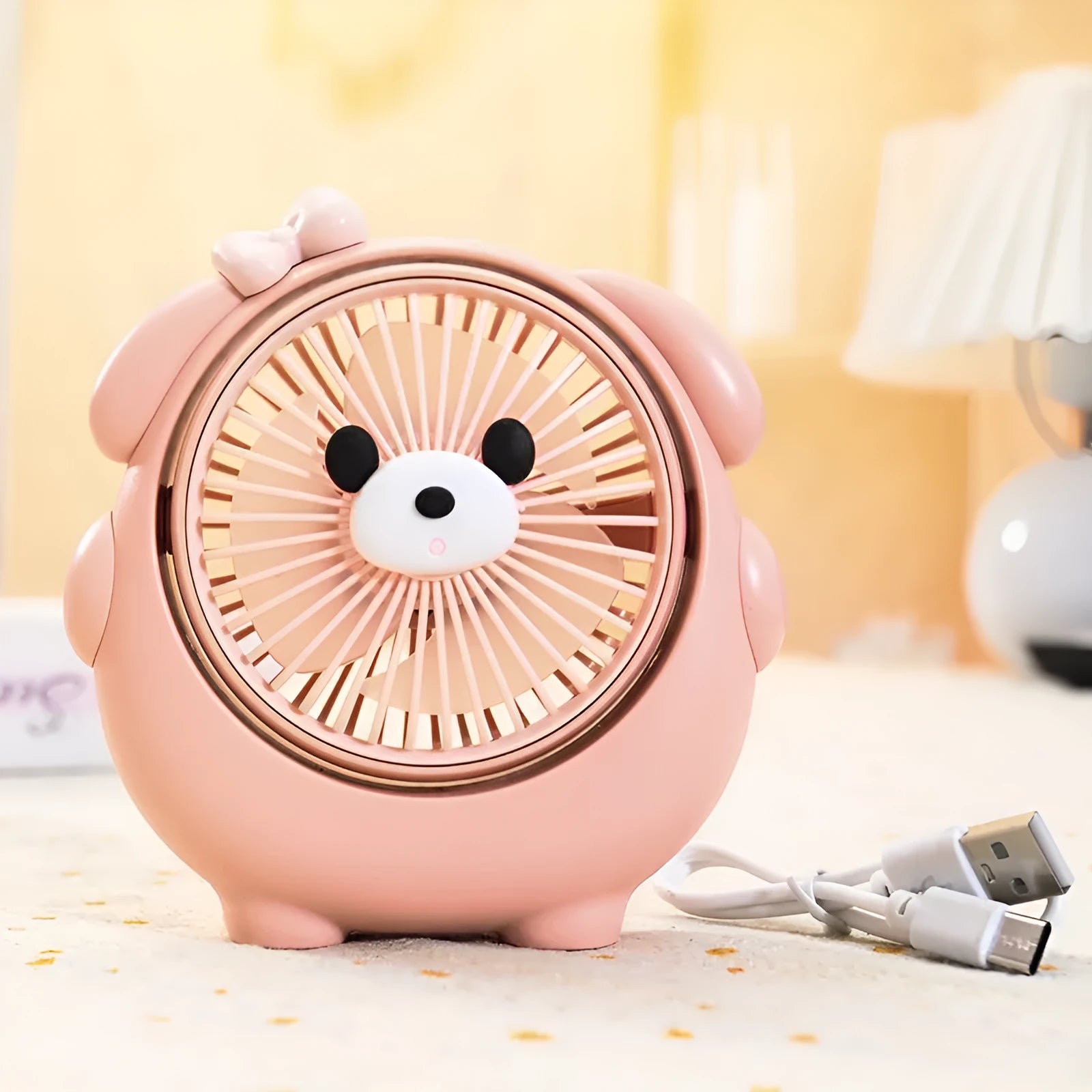 Dog-themed desktop USB electric fan in various colours with three speed settings