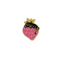 Alloy metal brooch with cat strawberry cake and dripping oil design in five colour options