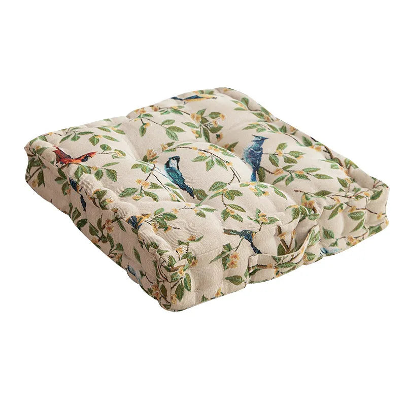 American-style square dining chair cushion with floral pattern, measuring 40cm by 40cm with 8cm thick filling