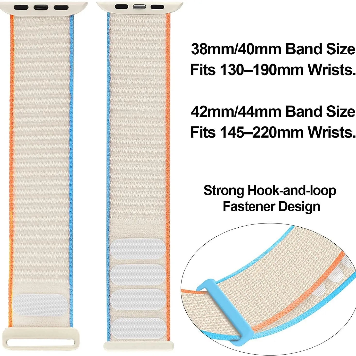Woven nylon Apple Watch replacement strap in multiple colours including Rainbow and reflective options