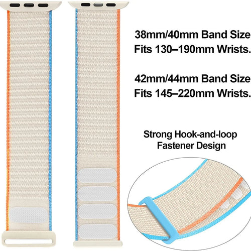Woven nylon Apple Watch replacement strap in multiple colours including Rainbow and reflective options