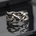 Adjustable copper ring with geometric thorn flower design in J2150 thorns colour