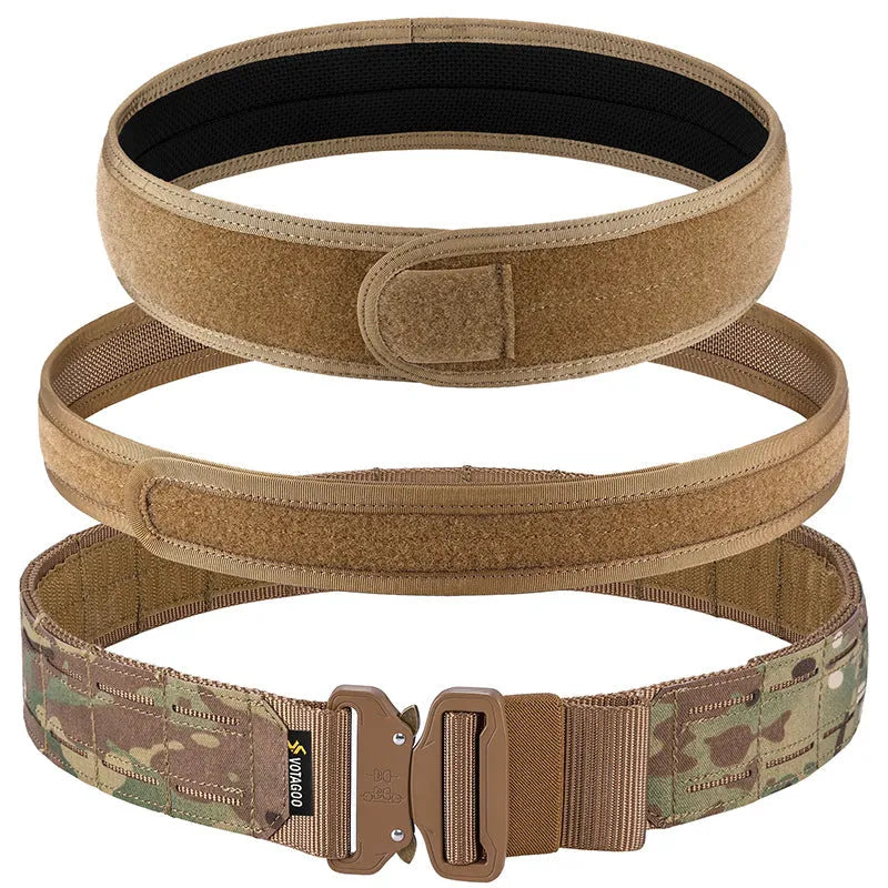 VOTAGOO 2-inch wide tactical waist belt in CP camouflage with a quick-release alloy buckle.