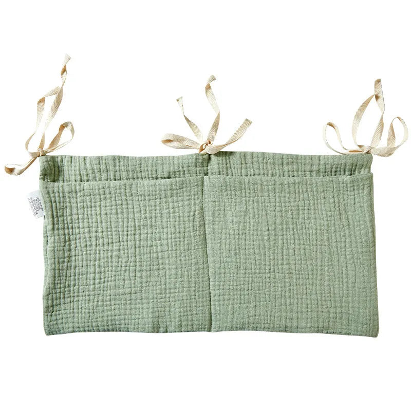Cotton double layer baby bedside buggy bag in American Gray Flower colour with two compartments