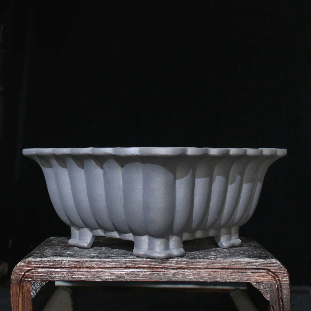 Square purple sand ceramic bonsai pot with 37cm diameter and classical design
