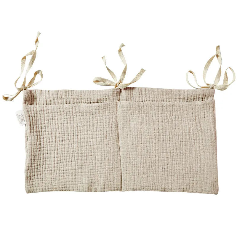 Cotton double layer baby bedside buggy bag in American Gray Flower colour with two compartments