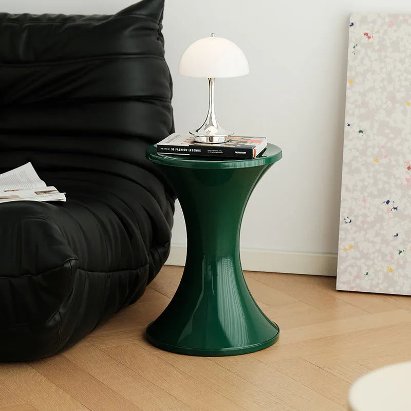 Plastic hourglass-shaped shoe changing stool in selected colour, low height seat for children, adults, elderly.