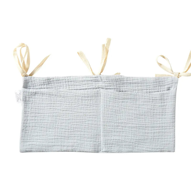 Cotton double layer baby bedside buggy bag in American Gray Flower colour with two compartments