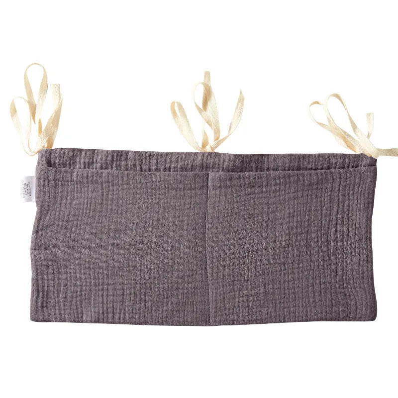 Cotton double layer baby bedside buggy bag in American Gray Flower colour with two compartments