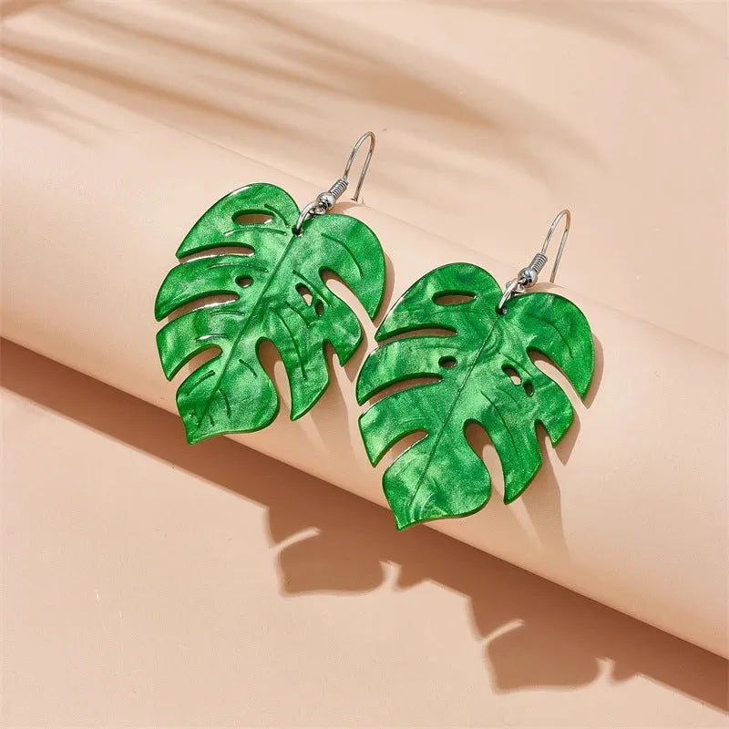 Acrylic drop earrings with coconut texture on alloy hooks, shown in one of five colour styles.