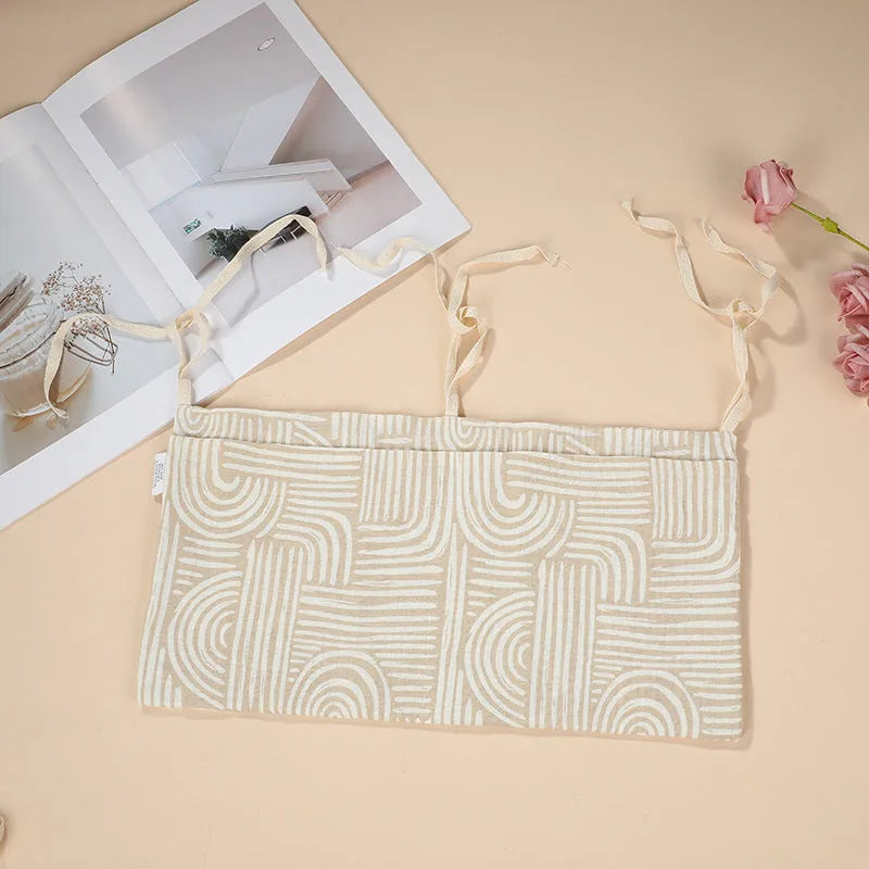 Cotton double layer baby bedside buggy bag in American Gray Flower colour with two compartments