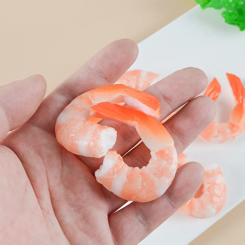 PVC injection moulded shrimp shaped keychain with 1.5cm thickness and door buckle attachment