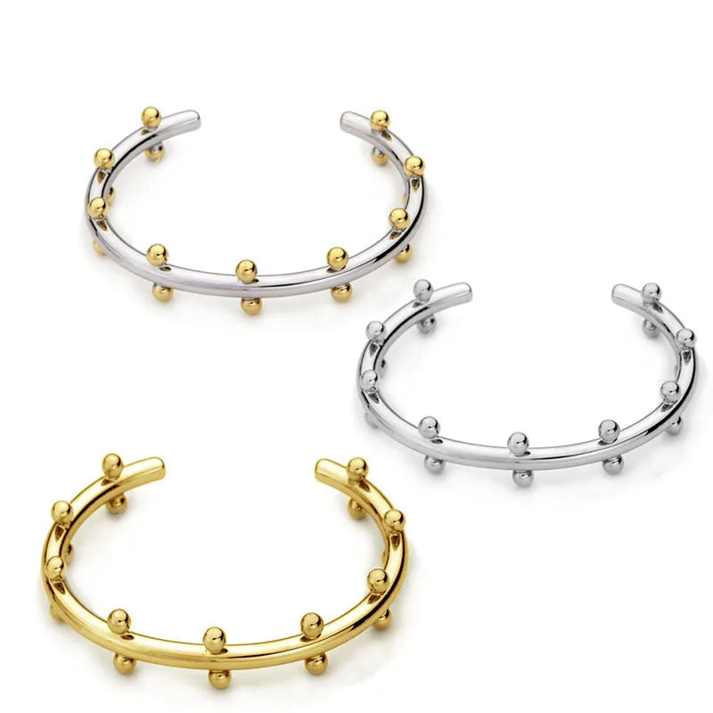 Stainless steel C-shaped texture rivet bean beads in round form for jewellery making