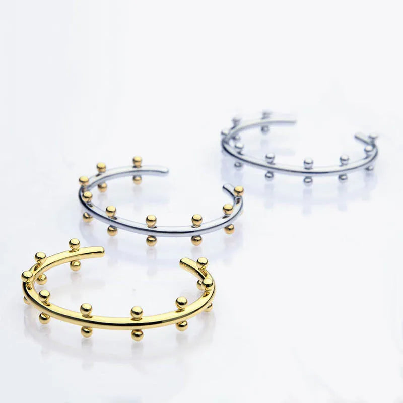 Stainless steel C-shaped texture rivet bean beads in round form for jewellery making