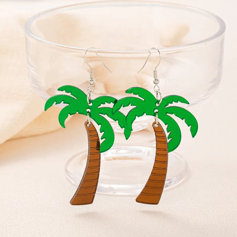 Acrylic drop earrings with coconut texture on alloy hooks, shown in one of five colour styles.