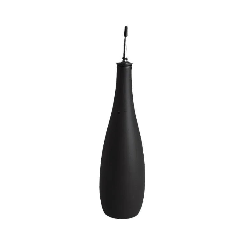 Ceramic oil pot with 650ml funnel and brush for kitchen oil storage in black, coffee, or white