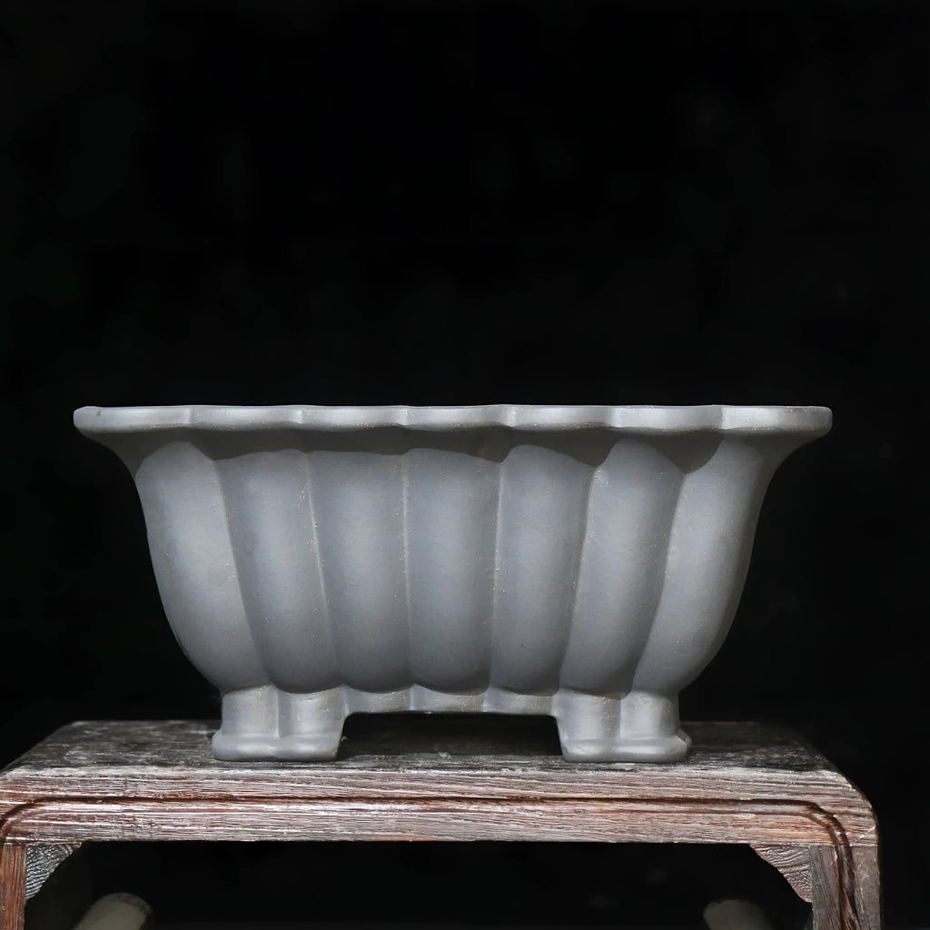 Square purple sand ceramic bonsai pot with 37cm diameter and classical design