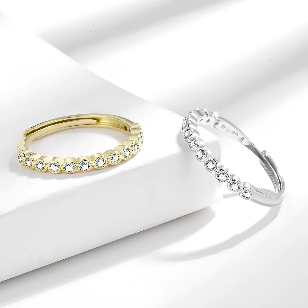 Women's geometric open mouth ring with diamond tail detail in Korean style, showing white gold colour electroplated finish