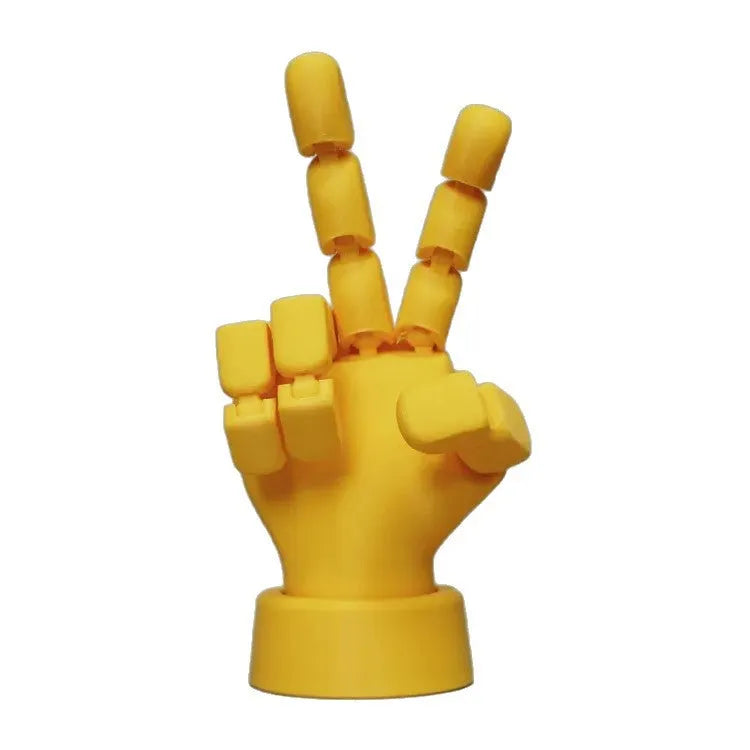 Yellow movable joint hand props ornament figure on display