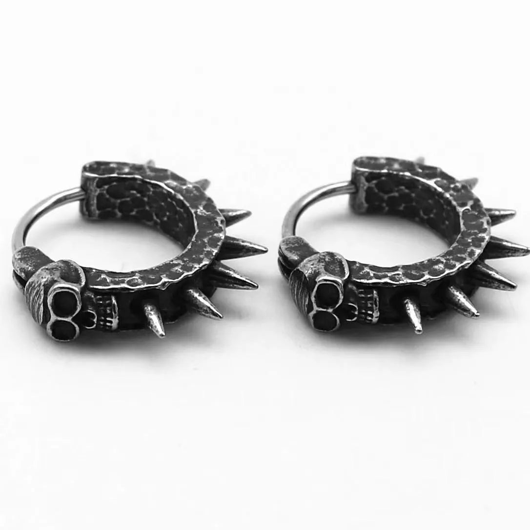 Copper and black geometric alloy punk motorcycle earrings for men and women