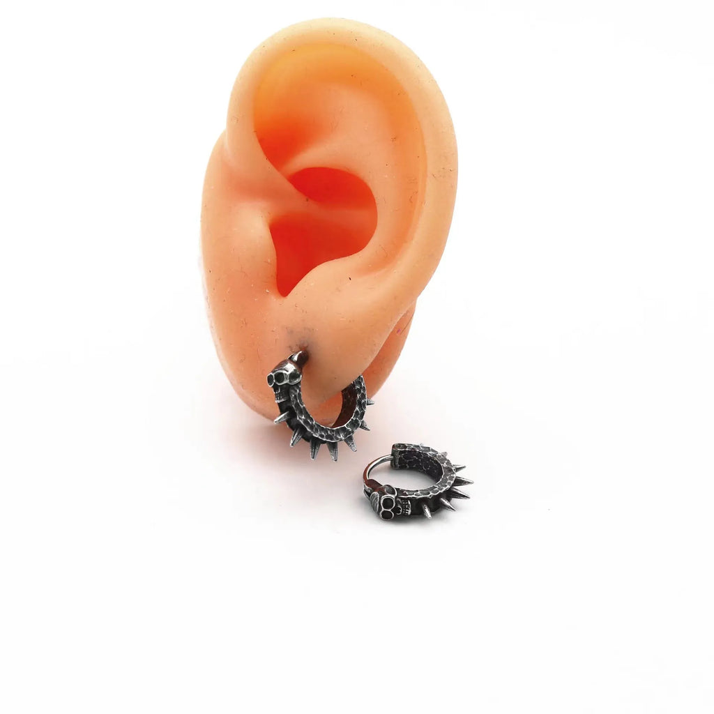 Copper and black geometric alloy punk motorcycle earrings for men and women