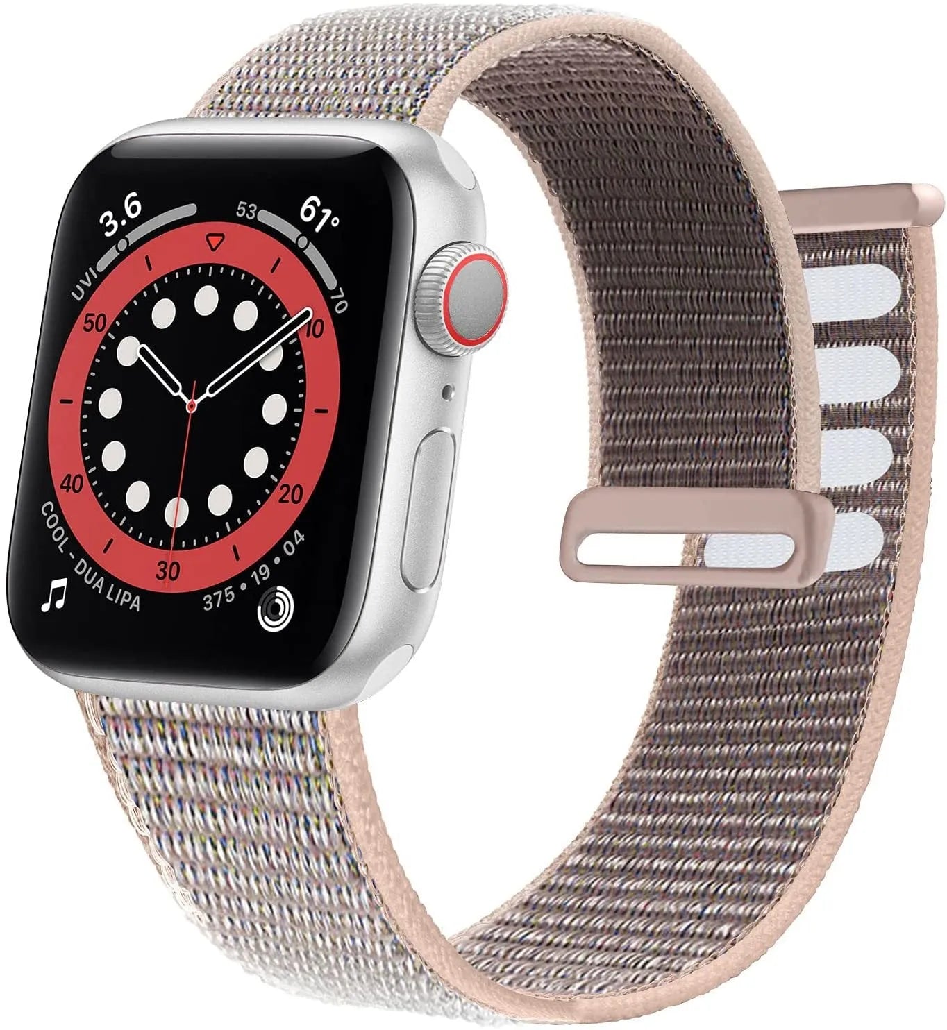 Woven nylon Apple Watch replacement strap in multiple colours including Rainbow and reflective options