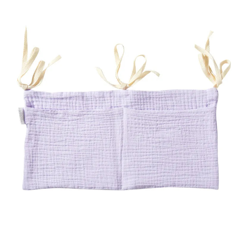 Cotton double layer baby bedside buggy bag in American Gray Flower colour with two compartments