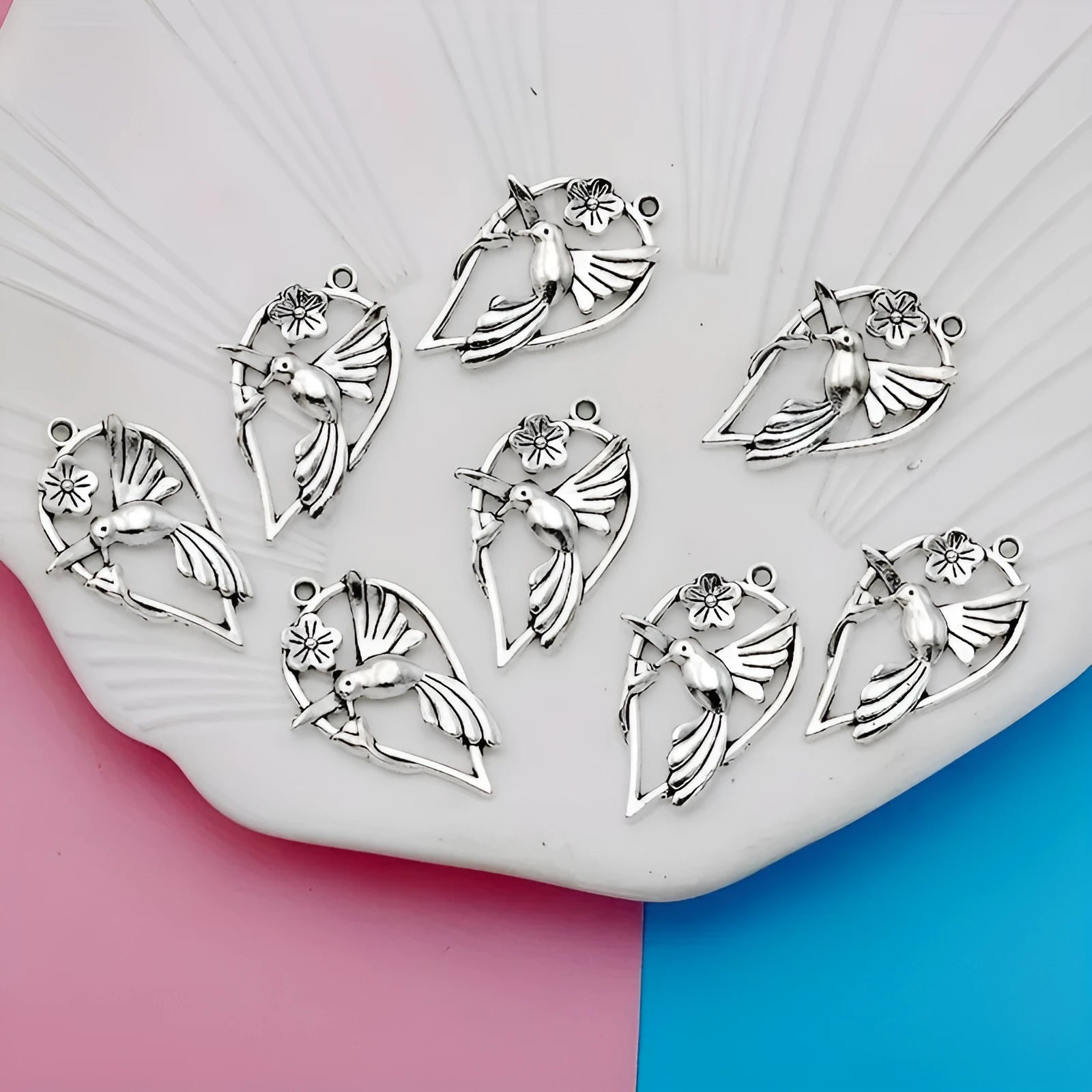 Alloy DIY pendant with a flying bird and cuckoo design, electroplated in colour P234
