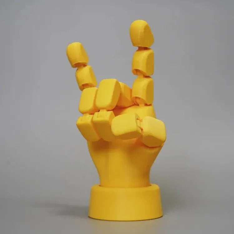 Yellow movable joint hand props ornament figure on display