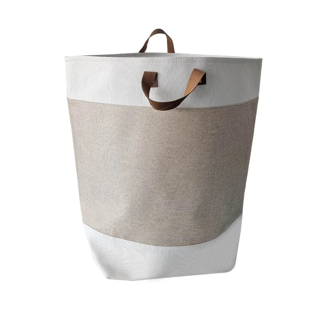 Fabric storage bag measuring 35x35x55cm in colourful bear pattern for clothes and quilt organisation.