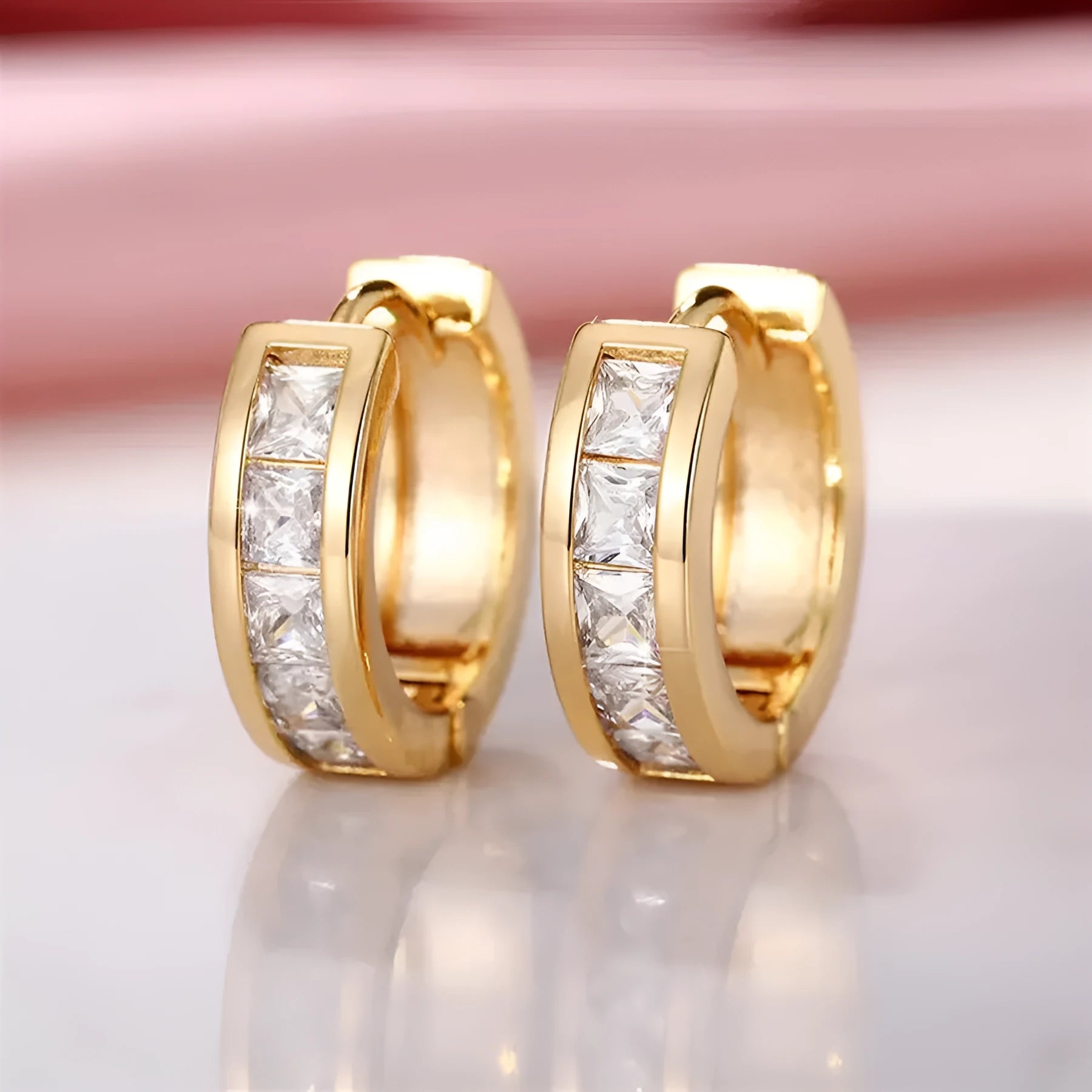 Geometric quadrilateral copper earrings with gold or silver plating for women
