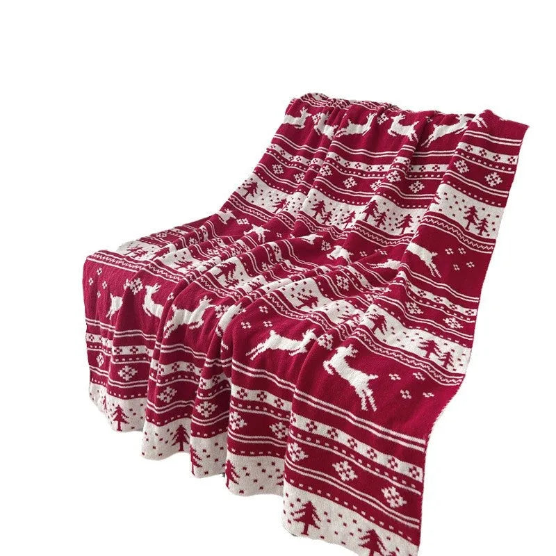 Personalised acrylic Christmas blanket with snowflake or reindeer print, shown in two sizes.