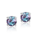 Geometric cultivate Alexandrite stone colour ear studs made from 925 silver.