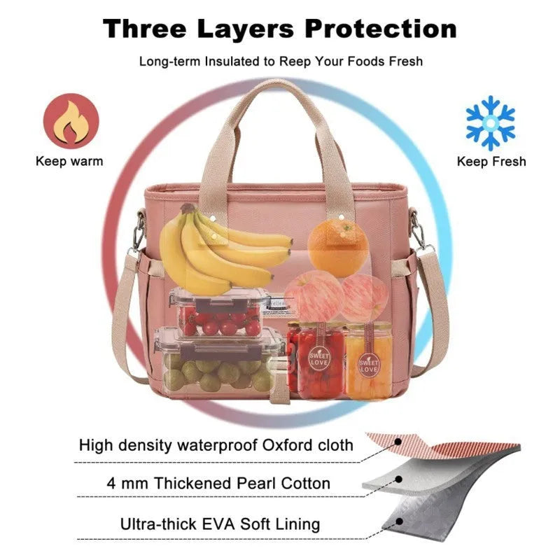 Portable cube style hiking picnic bag with removable shoulder strap in black colour