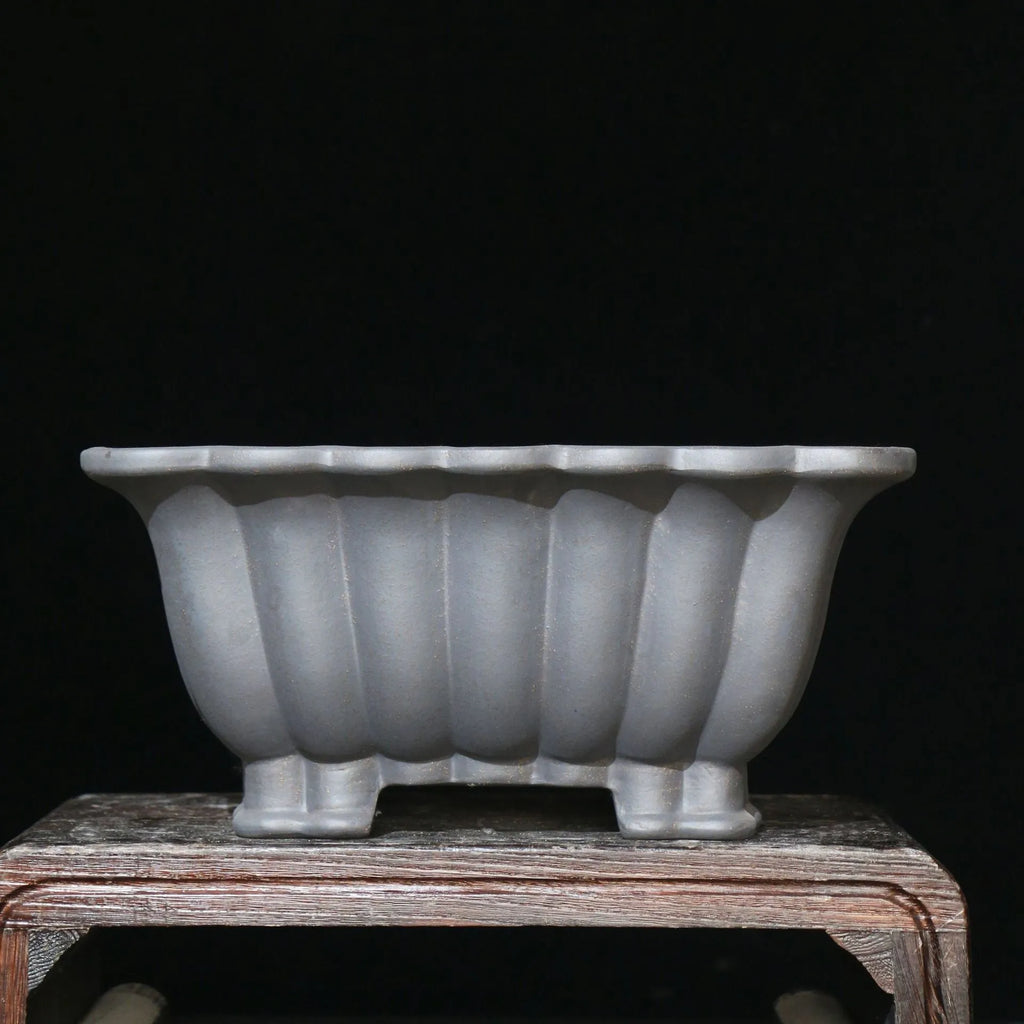 Square purple sand ceramic bonsai pot with 37cm diameter and classical design