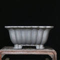 Square purple sand ceramic bonsai pot with 37cm diameter and classical design