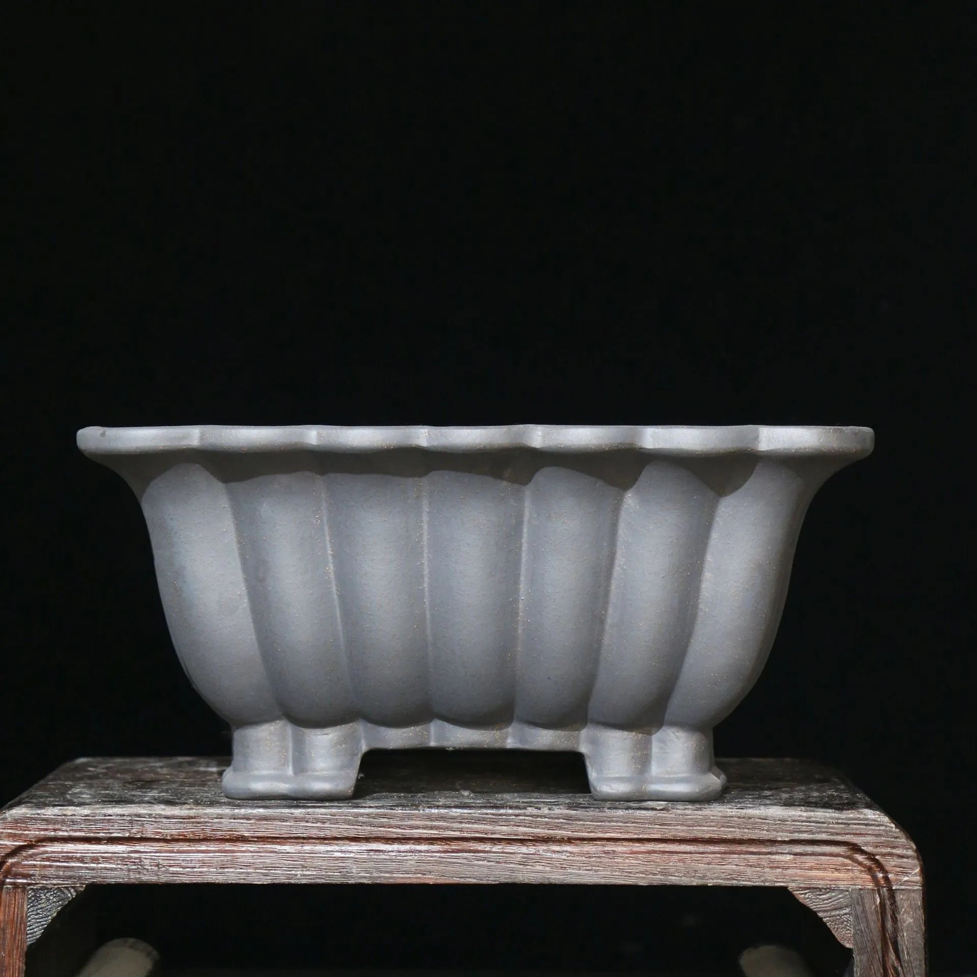 Square purple sand ceramic bonsai pot with 37cm diameter and classical design