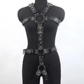 Black leather shapewear belt with thin design and pin buckle fastening