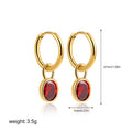 Close-up of women's retro oval zircon earrings in copper, showing the elliptical gemstone setting.